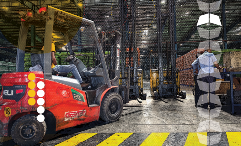 Forklift in warehouse, representing the choice between transloading vs cross-docking