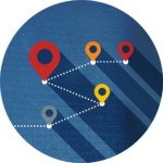 line of location markers icon