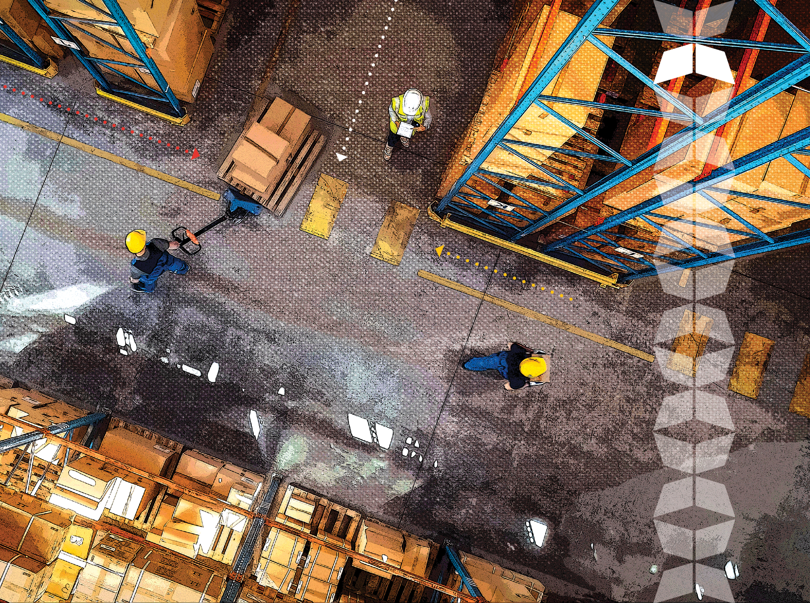 Warehouse workers organizing inventory efficiently