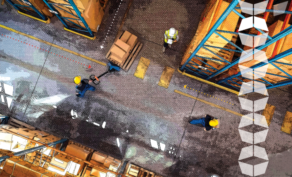 View looking down on a distribution and warehousing services facility