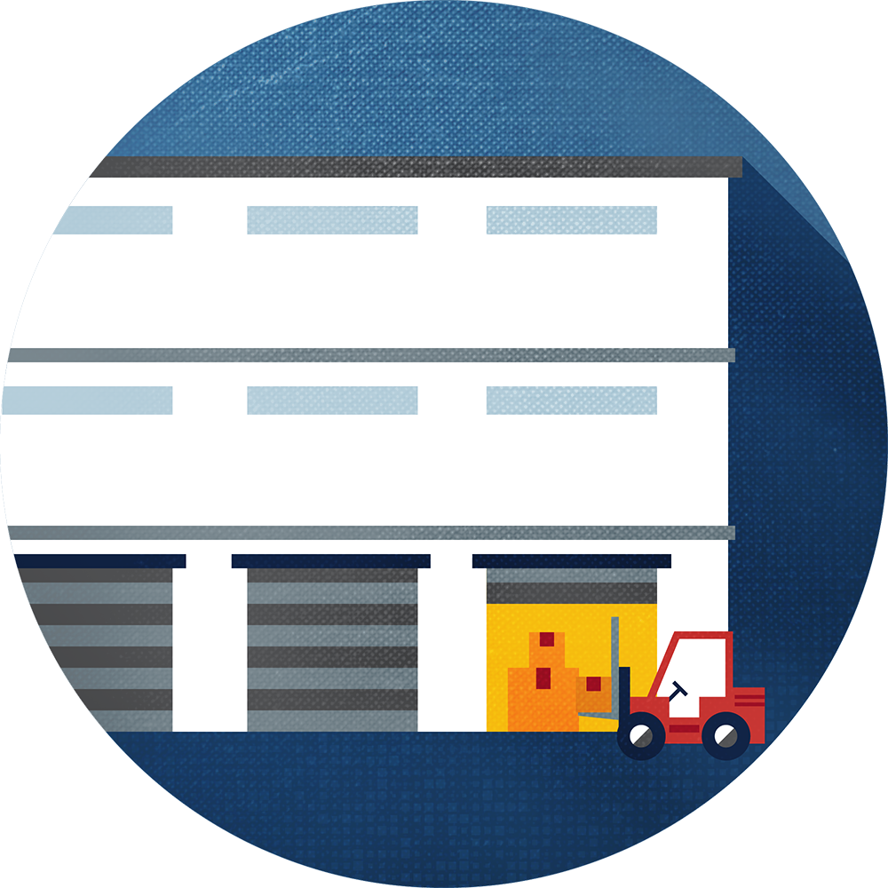 warehouse and forklift icon