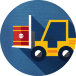 icon of forklift moving chemical drum