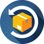 cardboard box icon with circular arrow around it
