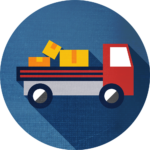 icon of boxes being shipped on truckbed