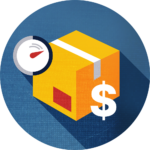 box icon with dollar sign and timer