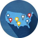 map of united states with location markers
