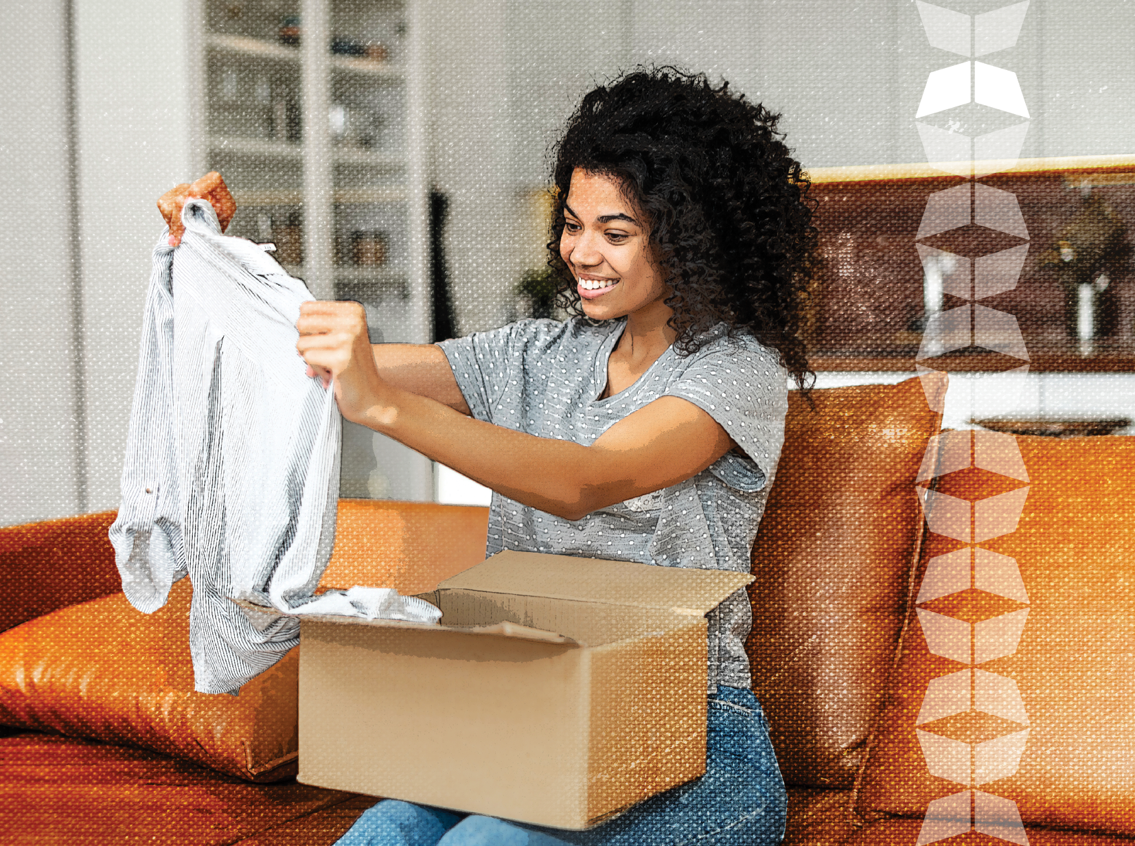 Person unboxing new clothing item