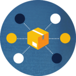 shipping box icon with nodes coming off of it