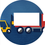 icon with forklift putting shipment into truck