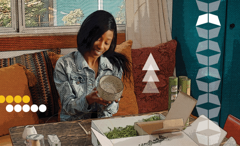 woman delighted by unboxing experience, representing the importance of meeting customer expectations in a fast-paced ecommerce industry