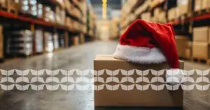 Christmas hat on a cardboard box