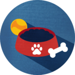 dog food bowl and toys icon