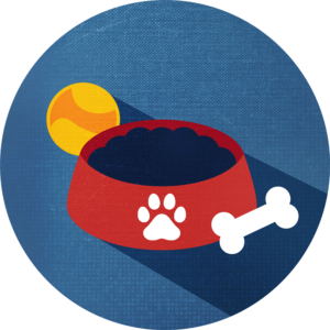 dog food bowl and toys icon