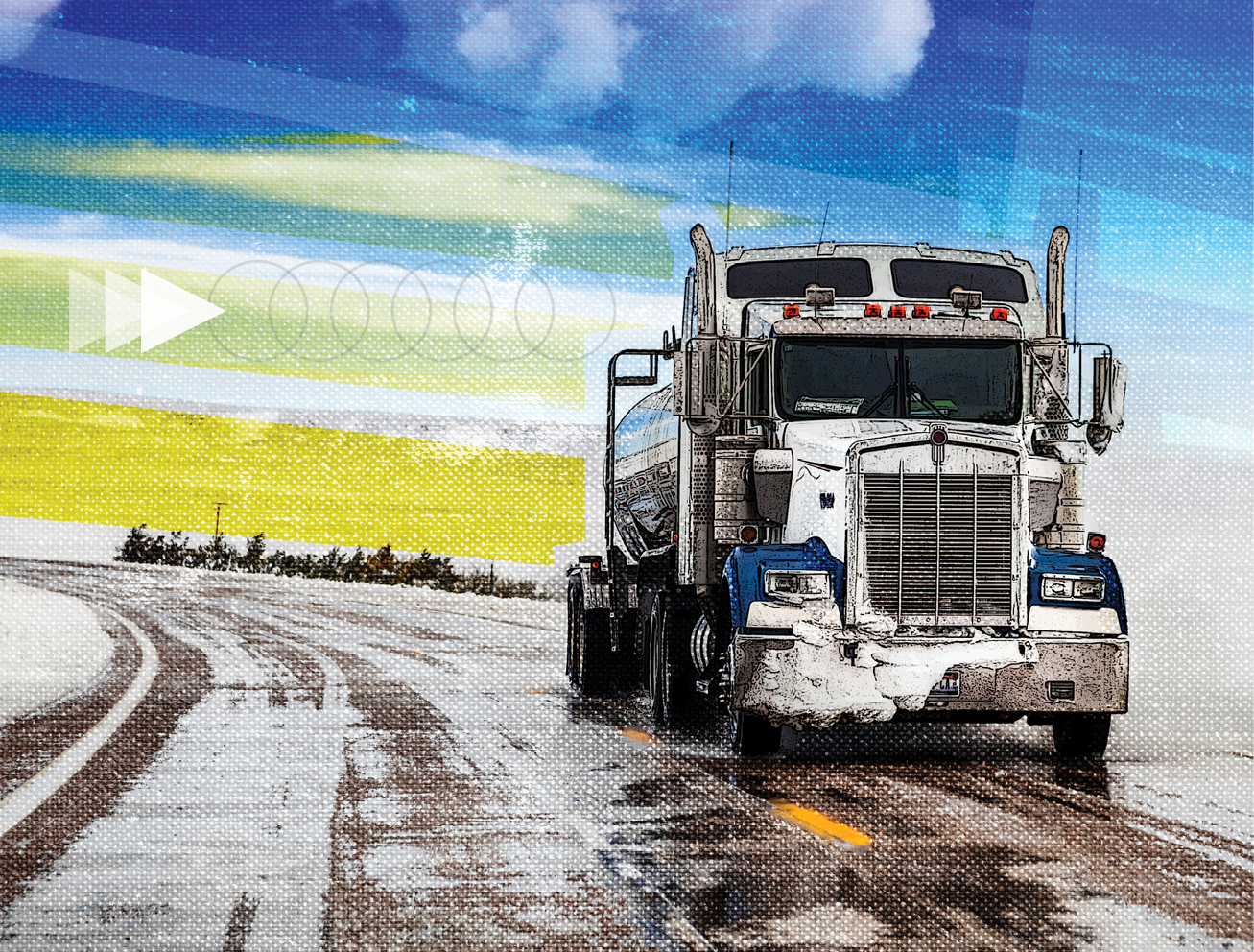 Truck driving on a winding road