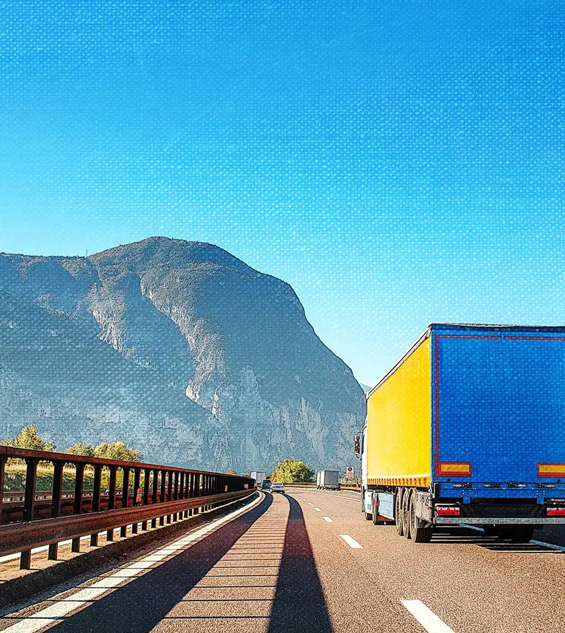 truck driving down the highway