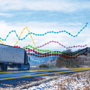 Truck on snowy roads, representing creating a winter transportation strategy