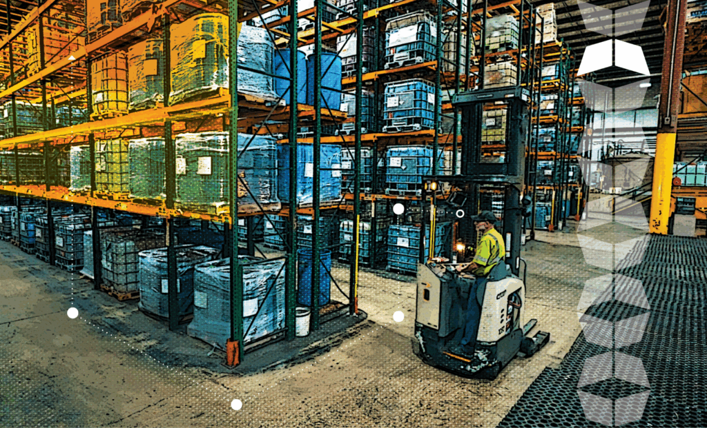 Warehouse storing chemicals, representing the importance of managing a compliant hazmat storage facility