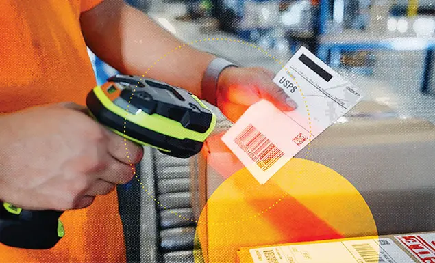 Scanning a barcode on a package