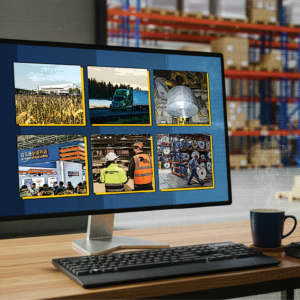Computer screen displaying warehouse images