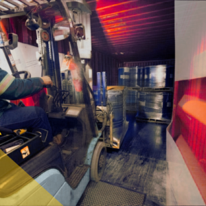 worker driving a forklift
