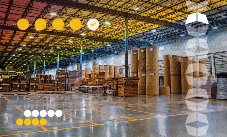 Image of large warehouse with product, representing multi client warehousing