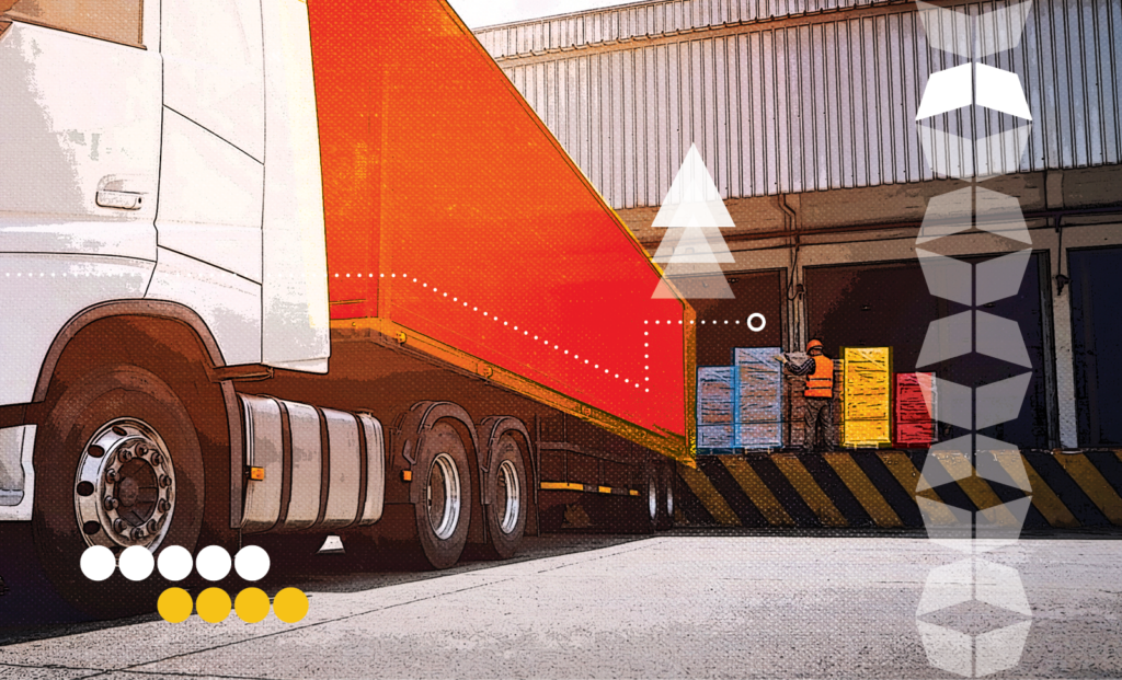 Truck in warehousing bay, representing the importance of 3PL logistics outsourcing to support downstream operations