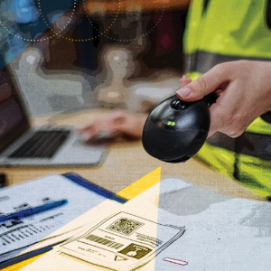image of person scanning label, representing the importance of manufacturing inventory control