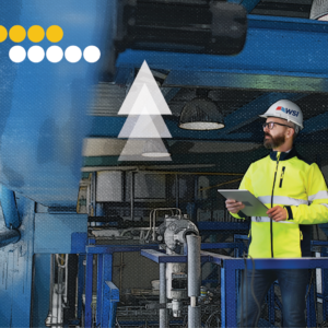 worker with clipboard assessing manufacturing network and operations