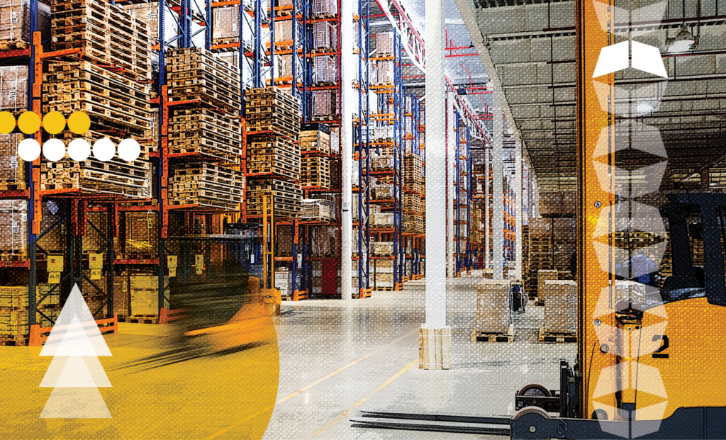 Image showing bulk storage warehousing and rack storage, reflecting the needs of many high-capacity industrial shippers.