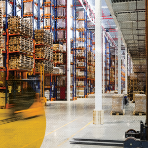 Image showing bulk storage warehousing and rack storage, reflecting the needs of many high-capacity industrial shippers.