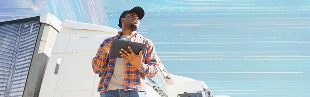 truck driver using tablet