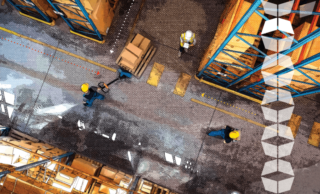 View looking down on a distribution and warehousing services facility