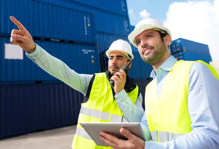 Warehouse receiving shipping containers