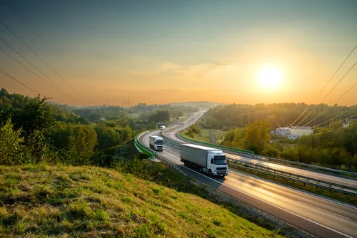 trucks on road