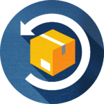 cardboard box icon with circular arrow around it