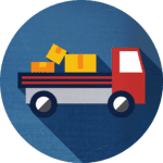 icon of boxes being shipped on truckbed