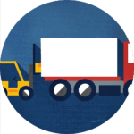 icon with forklift putting shipment into truck