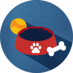 dog food bowl and toys icon
