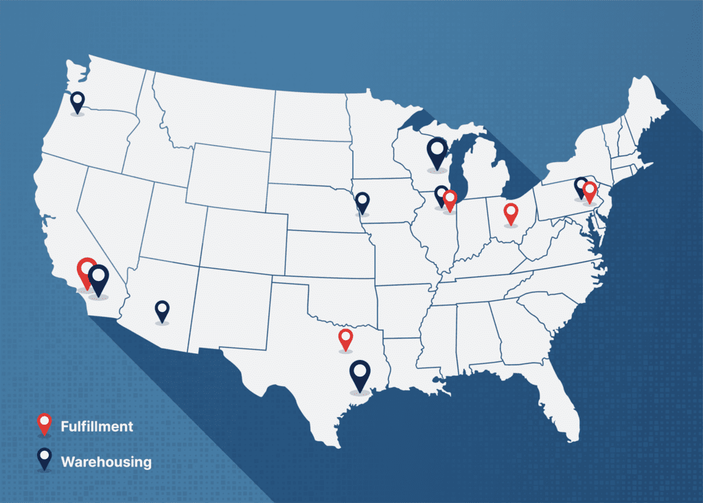 map of wsi warehouse and fulfillment center locations