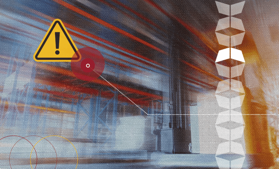 Warning sign in industrial setting